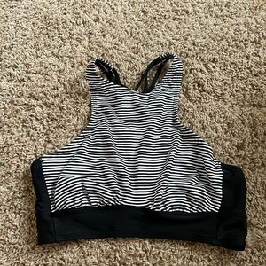 Aerie high neck, striped bikini top